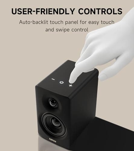 Edifier M60 Multimedia Speaker Bluetooth 5.3, 66W RMS, Hi-Res Audio & Hi-Res Wireless Audio, LDAC,3" Mid Bass & 1" Tweeter, USB-C & Aux Inputs, Compact Desktop Speaker – Black 7