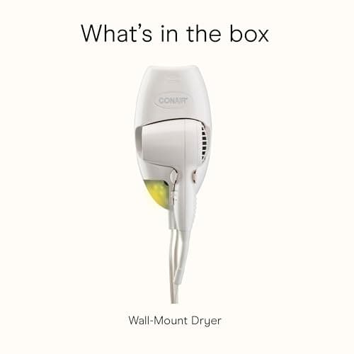 Conair Wall-Mount Hair Dryer, 1600W Blow Dryer with LED Nightlight, 2 Heat 2 Speed Settings, White 7