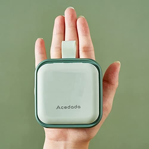 Small Pill Case, Cute Pill Box - Acedada Travel Daily Pill Organizer, Portable Pretty Pill Container for Purse Pocket, Compact Medicine Holder for Vitamins, Fish Oils, Supplements, Green 8