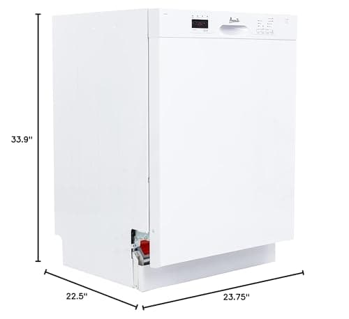 Avanti Dishwasher 24-Inch Built In with 3 Wash Options and Automatic Cycles, Stainless Steel Construction with Electronic Control LED Display, Low Noise Rating, 57 dB, White 10