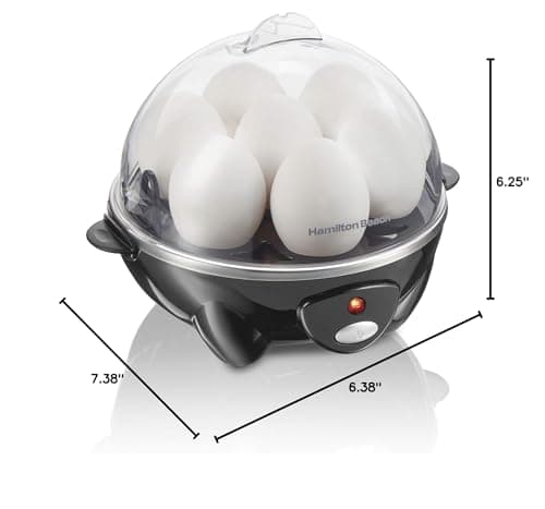Hamilton Beach 3-in-1 Electric Egg Cooker for Hard Boiled Eggs, Poacher Eggs, Omelet Maker & Vegetable Steamer, Holds 7, Black (25507) 8