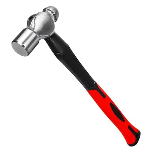 Ball Peen Hammer 16 oz, Drop Forged Ball Pein Hammer, Metal working Tool with Forged Steel Construction & Shock Absorbing Grip