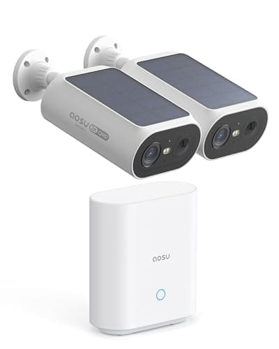 aosu Solar Security Cameras Wireless Outdoor, 2Mins DIY Installation, No Subscription Cameras for Home Security System, Local Storage, 2K Color Night Vision for Surveillance, 2.4&5GHz WiFi, 2 Cam-kit