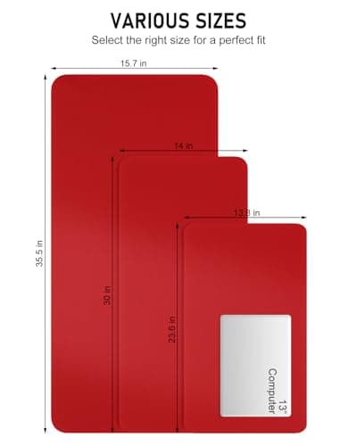 Niniubye Desk Pad, 23.6" x 13.8" PU Leather Non-Slip Desk Mat Large Mouse Pad for Desktop, Waterproof Laptop Computer Writing Mat for Office, Home, Work, Gaming, Bright Red 6