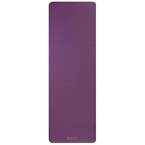 Gaiam Essentials Thick Yoga Mat Fitness & Exercise Mat with Easy-Cinch Carrier Strap, Purple, 72"L X 24"W X 2/5 Inch Thick, 10mm 10