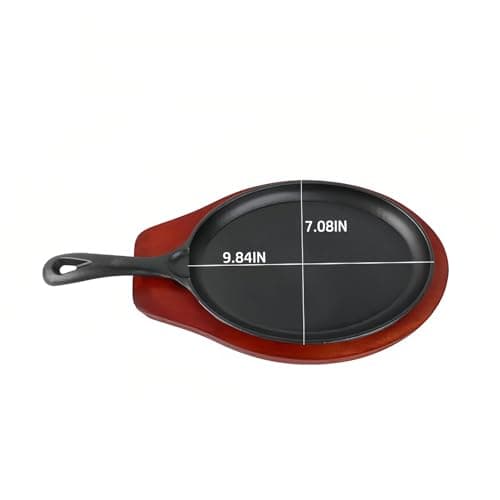 XZHOUSE Fajita Skillet Set Cast Iron Skillet Set 7.1in*9.84in with Pan Handle Sleeve and Anti-Scald Base-Sizzling Skillet, Steak Plate for Kitchen Cooking BBQ Party, 18*25cm, Black, XY20009 5