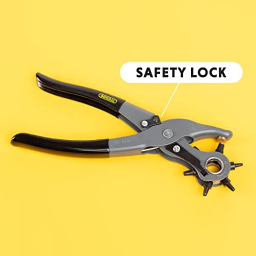 General Tools Leather Hole Punch Tool - 6 Multi-Hole Sizes for Leather, Rubber, & Plastic - Hobbies & Crafts 8.5 inches 6