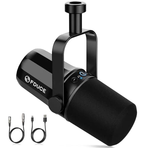 FDUCE SL40 USB/XLR Dynamic Microphone for Podcasting, Gaming, Live Streaming and Recording, Built-in Headphone Output, LED Mute Button, All Metal, Voice Isolation Technology