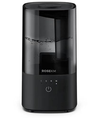 ROSEKM Humidifiers for Bedroom (1.1L), Small Cool Mist Humidifier for Home Plant and Baby Nursery, Quiet Ultrasonic Humidifier with 360° Nozzle, Auto Shut-Off, Filterless, Black