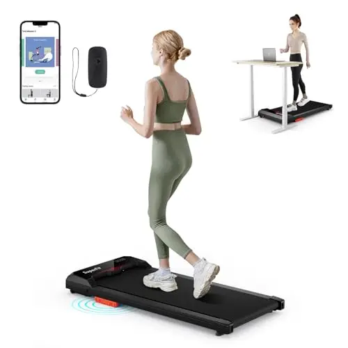 Goplus Walking Pad, 2.5HP 340LBS Capacity Under Desk Treadmill with Remote Control, APP-Enabled and LED Display, Portable Treadmills for Home Small, Office, Installation Free
