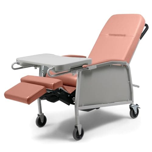 Lumex 3-Position Medical Recliner, Reclining Geri Chair with Wheels, Rosewood