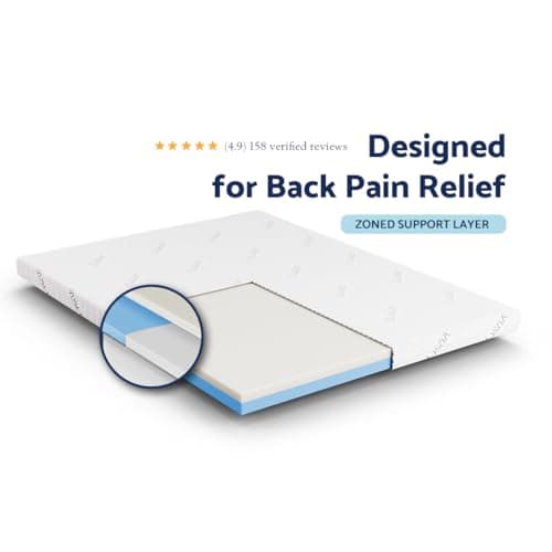 Dual-Layered & Triple-Zoned 3 Inch Memory Foam Mattress Topper for Spine Alignment and Back Pain Relief (King) - Firmer Middle Zone for Alignment - One Layer for Comfort, One for Support 7