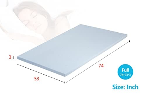 3 Inch Memory Foam Mattress Topper Cooling Gel Infused Mattress Topper Ventilated Design Pressure-Relieving Layers CertiPUR-US Certified,Full Blue 5