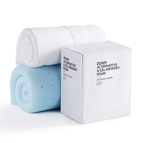 LUCID 4" Down Alternative & Gel Memory Foam Mattress Topper, Queen – Three Toppers in One – Fitted Sheet Style, 100% Cotton 6