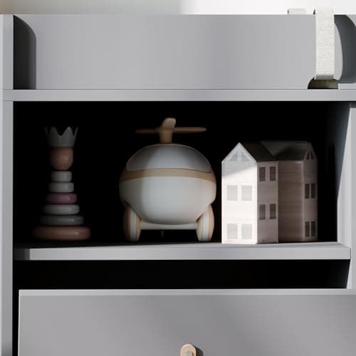 ROMSHINE Baby Changing Table Dresser with 5 Drawers, Baby Nursery Dresser with Tilt Out Laundry Basket, Infant Changing Station Organizer for Nursery and Bedroom, Grey (45" W x 18" D x 37" H) 6