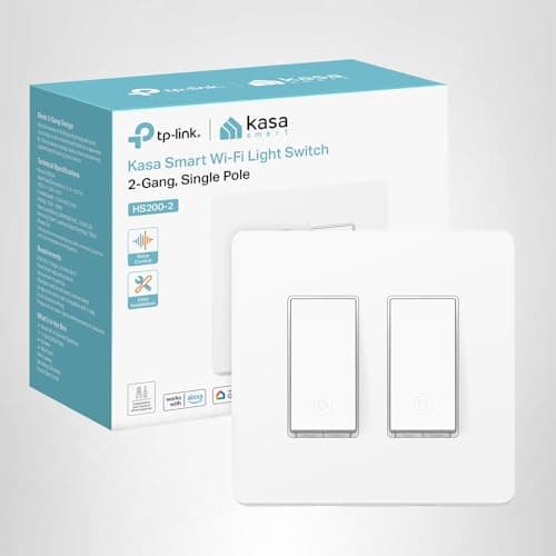 Kasa Smart Switch 2-Gang HS200-2, Single Pole,Neutral Wire Required, 2.4GHz Wi-Fi Light Switch Compatible with Alexa and Google Home, UL Certified, No Hub Required, White 9