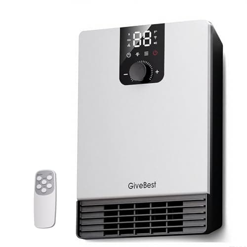 GiveBest Wall Heater for Bathroom, 1500W Fast Heating Electric Space Heater with ALCI Plug, Adjustable Thermostat, 3 Heating Modes, 24H Timer, Easy Mounted Heater for Indoor Use, Home, Black&Grey