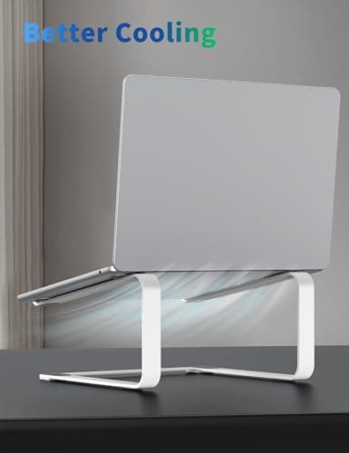 SOUNDANCE Laptop Stand for Desk, Metal Computer Riser, Heavy Stable PC Holder, Ergonomic Laptops Elevator for 12 to 17.3 Inches Notebook Computer, White 5