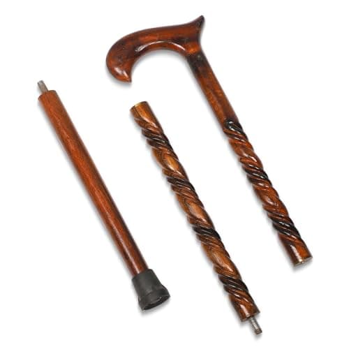 KSJONE Wood Cane 37 Inches Natural Classic Wood Walking Stick Fancy Canes Ergonomic Wood Cane for Seniors (Elegant Derby Handle) (Foldable Derby 2) 6