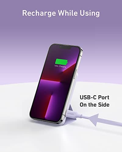 Anker 622 Magnetic Battery (MagGo), 5,000mAh Foldable Magnetic Wireless Portable Charger with Stand and USB-C Port (On The Side), Magsafe-Compatible for iPhone 16/15/14/13 Series 6