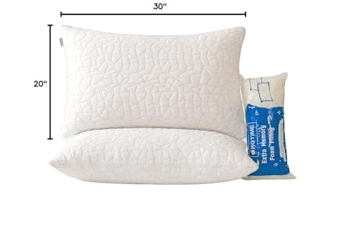 RGTIME Shredded Memory Foam Pillows - Queen Size Set of 2,Adjustable Bed Pillows for Side Back Stomach Sleepers,Comfy Pillows for Sleeping with Washable Cover 8