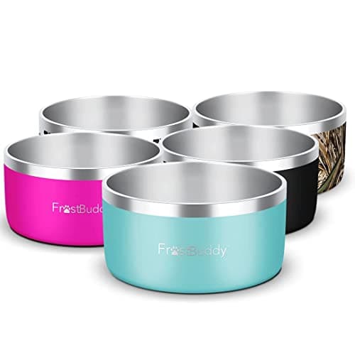 Frost Buddy | Dogbowls - Stainless Steel Vacuum Insulated Bowl - Non-Slip Bottom - Holds 5-12 Cups of Water or Food - for Large Pets(Aqua-, 64 OZ)