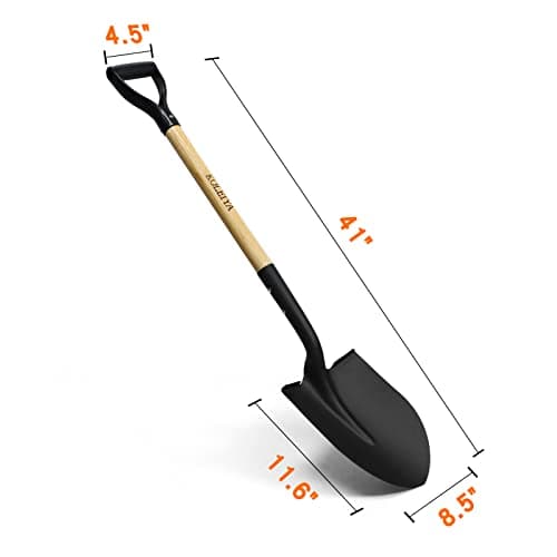 KOLEIYA 41 Inch Round Point Shovel for Digging,Heavy Duty Garden Shovel with D-Handle,Wooden Handle,Ideal for Gardening,Landscaping,Beach,and Snow Removal 8