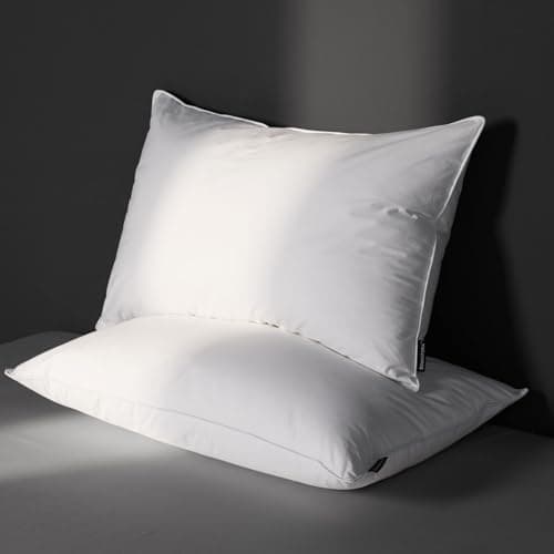 DOWNSTORIA Feather Down Pillow Queen Size, Hotel Bed Pillows for Sleeping, 2 Pack, Soft Medium Firm Pillows for Side Back Sleepers 20 x 30 in. 8