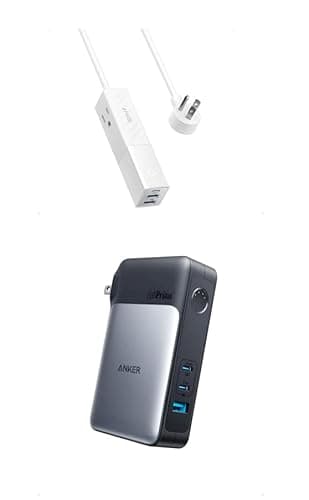 Anker 733 Power Bank (GaNPrime PowerCore 65W), 2-in-1 Hybrid Charger, 10,000mAh 30W and Travel Power Strip USB C, 511 USB Power Strip, 2Outlets & 3USB Ports, 5ft Soft Extension Cord