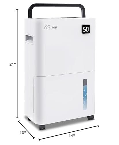 Britsou 50 Pints Dehumidifier for Basement with Drain Hose - Quiet Smart Operation with 3 Modes, 24HR Timer - Ideal for Home Bedroom, Bathroom, Small to Large Rooms 9