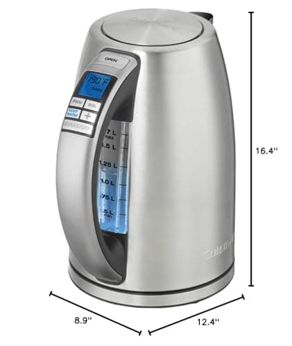 Cuisinart PerfecTemp 1.7-Liter 1500-Watt Stainless Steel Cordless Programmable Kettle with Six Presets, Stay-Cool Handle, & 360-Degree Swivel Power Base With LED display (CPK-20) 7