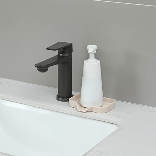 MicoYang Silicone Bathroom Soap Dishes with Drain Spout-Bathroom and Kitchen Sink Organizer,Sponge Holder,Dish Soap Tray,Perfect for Dispenser,Scrubber,Bottle,Cup on Sink or Counter-Tapioca 4.9"×3.2" 8