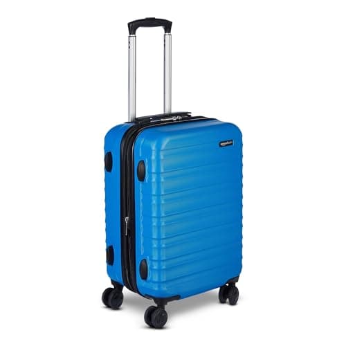 Amazon Basics 21" Hardside Carry-On Luggage with Expandable Space, Scratch-Resistant Surface, Telescoping Handle, Four Multi-directional Wheels, Light Blue