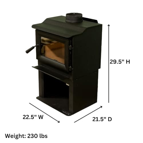 Comfort GlowLancaster I Wood Burning Stove, Heats Up To 1,200 Sq Ft, 18" Logs, Plate Steel & Cast Iron, Large Glass Window, Firebrick Lined, USA-Approved for Mobile Homes 6