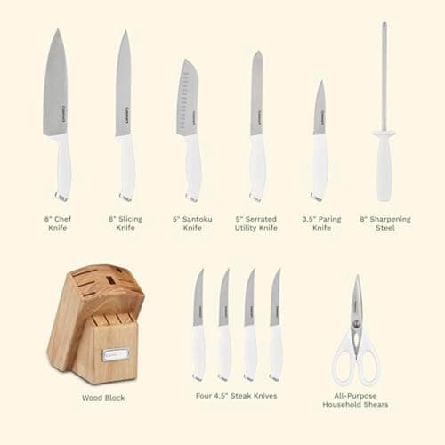 Cuisinart Block Knife Set, 12pc Cutlery Knife Set with Steel Blades for Precise Cutting, Lightweight, Stainless Steel, Durable & Dishwasher Safe, C77SSW-12P 5