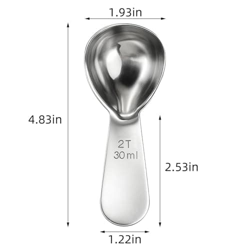 18/8 Stainless Steel Coffee Measuring Spoon 2 Tablespoon Coffee Scoop Short Handle Measuring Spoon for Ground Coffee Tea Sugar Flour Exact Measuring Spoons (30ml) 6