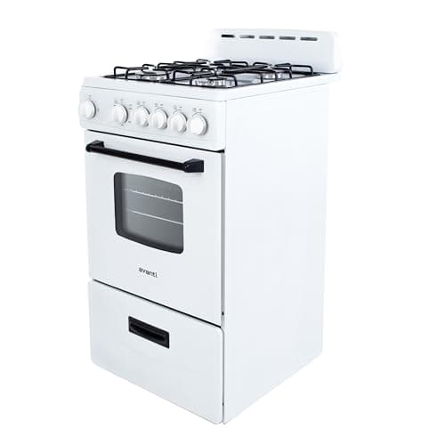 Avanti Gas Range Oven, Compact Freestanding Design, 4 Sealed Burners with Electronic Ignition, 2.1 Cu.Ft. Capacity Features Framed Glass Door Storage Drawer Broiler and Accessories, 20-Inch, White 6