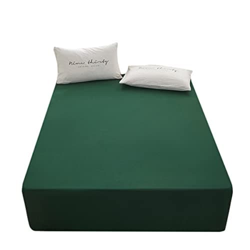 Bedding 1piece Queen Size Fitted Sheet Only- Bottom Fitted Sheet-Fits 15inches Deep Pocket Matress Sheet-Soft and Microfiber-Easy Care-Dark Green