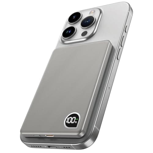 Zoklze Portable Charger Power Bank, 5000mAh Ultra Slim Battery Bank with USB-C Cable & Digital Display, 22.5W Fast Charging Magnetic Battery Pack for iPhone 16/15/14/13 Series, Samsung & Android(Gray) 8