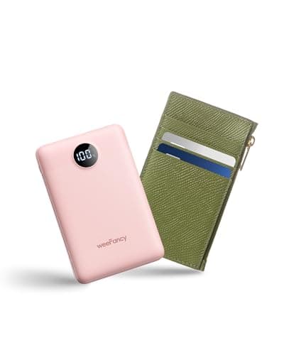 WeeFancy Small Portable Charger 10000mAh, Mini Power Bank with LED Display, 22.5W PD Fast Charging USB-C Battery Pack, Compact Lightweight Travel Charger Compatible with iPhone Samsung Android, Pink