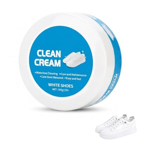 asfanst White Shoe Cleaner Cream, Multipurpose No-Wash Cleaning Paste with Sponge for Leather Sneakers and Soles, Removes Dirt and Stains (1)