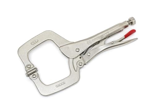 Crescent Locking C-Clamp with Swivel Pad Tips - Heavy-Duty Adjustable Clamp with Hex Key Recess & Compound Action - C11CCSVN - 11", Red