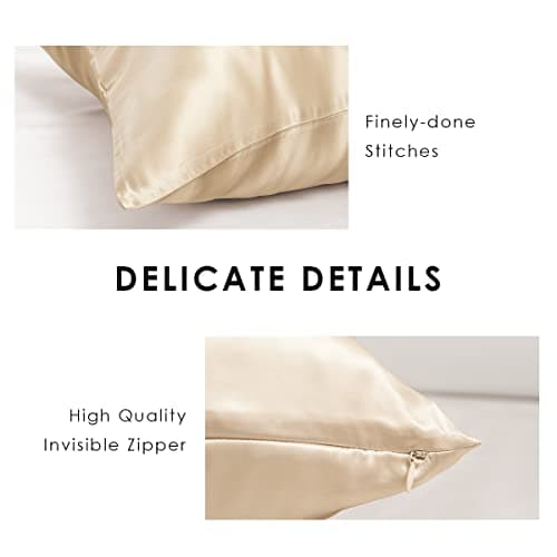 PROMEED Highest Grade 6A+ Mulberry Silk Pillowcase 25 Momme for Hair and Skin, Both Sides Premium Pure Silk, Anti-Allergy, Anti-Frizz (Queen 20"x30", Champagne) 6