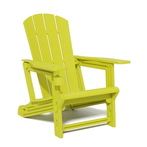 SEVOBAL Adirondack Chair, HDPE All-Weather Fire Pit Chairs, Wooden Textured Plastic Adirondack Chairs with 2 Cup Holders, Outdoor Lawn Chairs for Deck,Patio,Backyard,Yellow