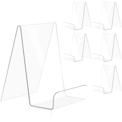 trophable Acrylic Book Stand Clear Book Display Easel Holder for Displaying Tablets Newspaper Magazines Notebooks Textbooks CDs, 6 Small