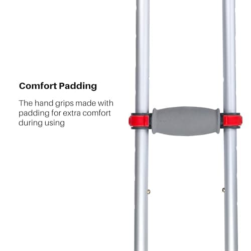 UNLICON Lightweight Adjustable Aluminum Underarm Crutches, Support Up to 300 lbs, Lightweight Folding Crutches Height Range 4’6” to 6’6”, Comfortable Hand Grip and Underarm Pad, 1 Pair 6