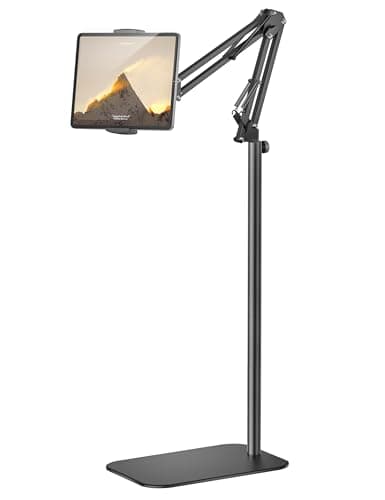 Tablet Floor Stand, 360-Degree Rotatable Metal Tablet Holder Stand, Adjustable Height and Angle iPad Stand,Universal Tablet Holder for iPad/Phone/Kindle/Tabs/E-Readers and all 4.7~12.9” Screen Devices