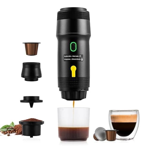obecilc Portable Espresso Maker, 20 Bar Mini Travel Coffee Maker with USB,3-In-1 Camping Coffee Maker Self-Heating, Compatible with Ground Coffee & Capsule for Hiking,Office,RV
