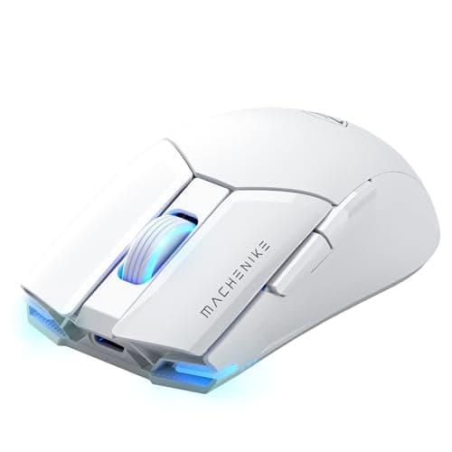 Machenike Wireless Gaming Mouse,26,000 DPI,PAW3395 Sensor,RGB Backlit,Ergonomic Design,6 Programmable Buttons,Long Battery Life,Ultra-Lightweight,White Gaming Mice Compatible with PC, Mac