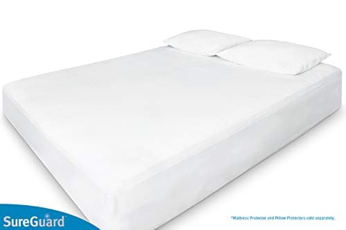 SureGuard Queen Size Mattress Protector - 100% Waterproof, Hypoallergenic - Premium Fitted Cotton Terry Cover White 5